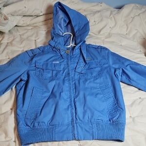 Kids Hooded Blue Rain Jacket